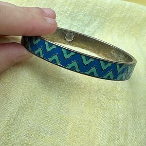 Lucky Brand Teal and Gold Enamel Bangle Bracelet